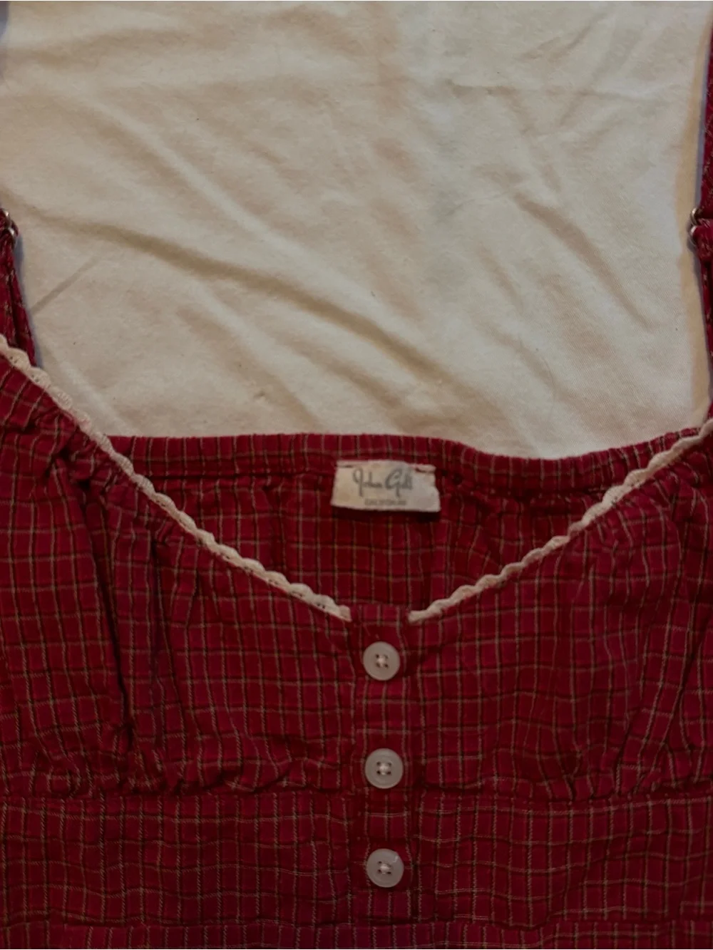 Women’s Red Plaid Slip Dress with Spaghetti Straps